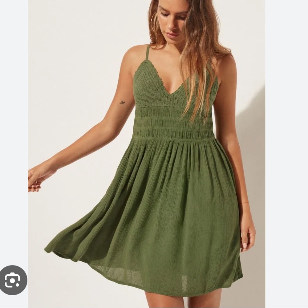 Green Knit Spaghetti Strap Dress